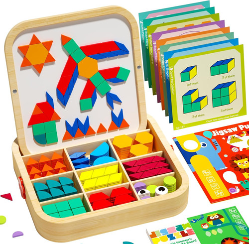 Wooden magnetic pattern blocks - pattern,